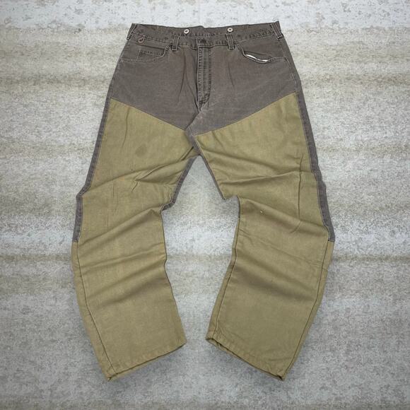 Vintage Wrangler Jeans Double Knees Chocolate Brown Denim Baggy Wide Leg Fit 90s - Picture 2 of 6